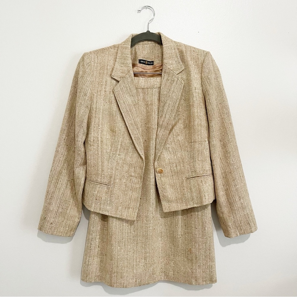 Bando Tailor Tweed Suit Set Jacket Skirt Tailored Brown-Beige Women’s Size XS - Picture 2 of 11